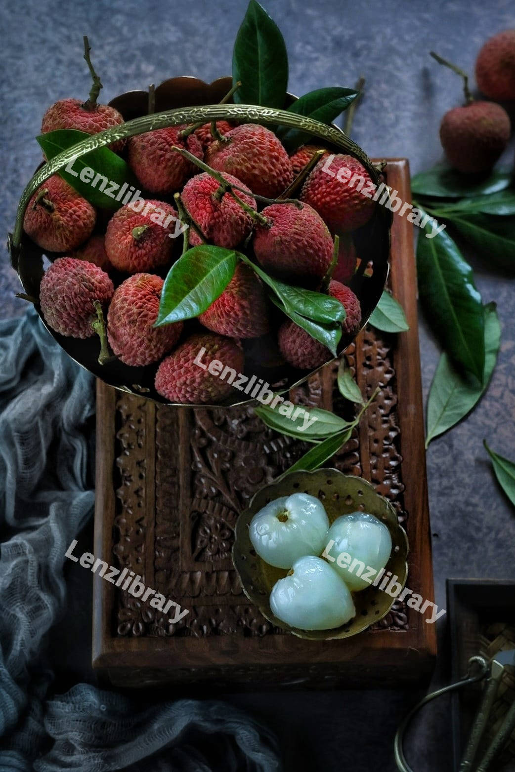 Lychee placed in a basket